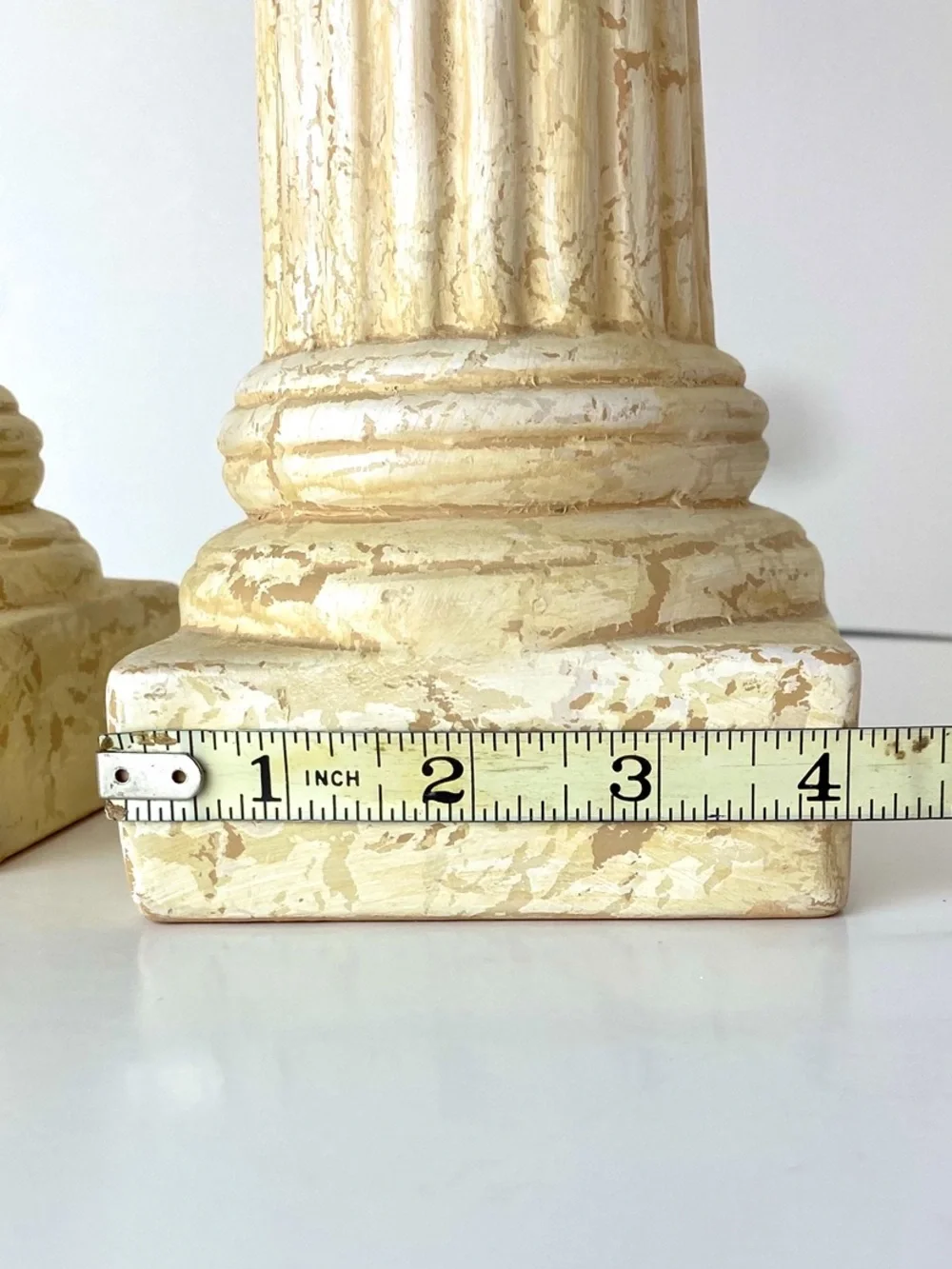 Set of 2 Vintage Greek Column Candlesticks in Aged Neutral Finish - Picture 9 of 10